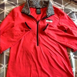 PINK half zip track sweater